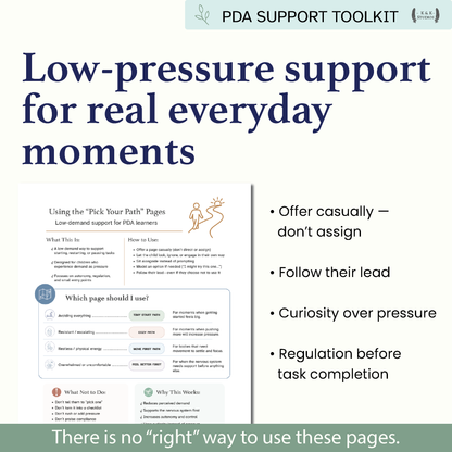 Gentle Starts & Pick Your Path | Low-Demand PDA Support Toolkit