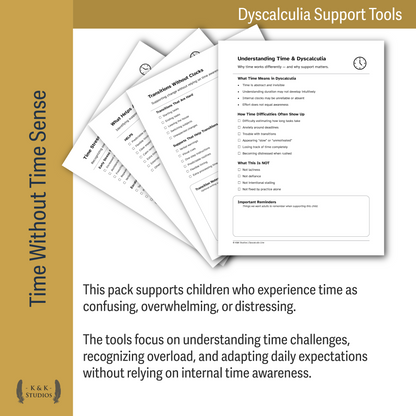 Dyscalculia Mega Support Pack | Advocacy, EF, Time, Money & School Access Tools