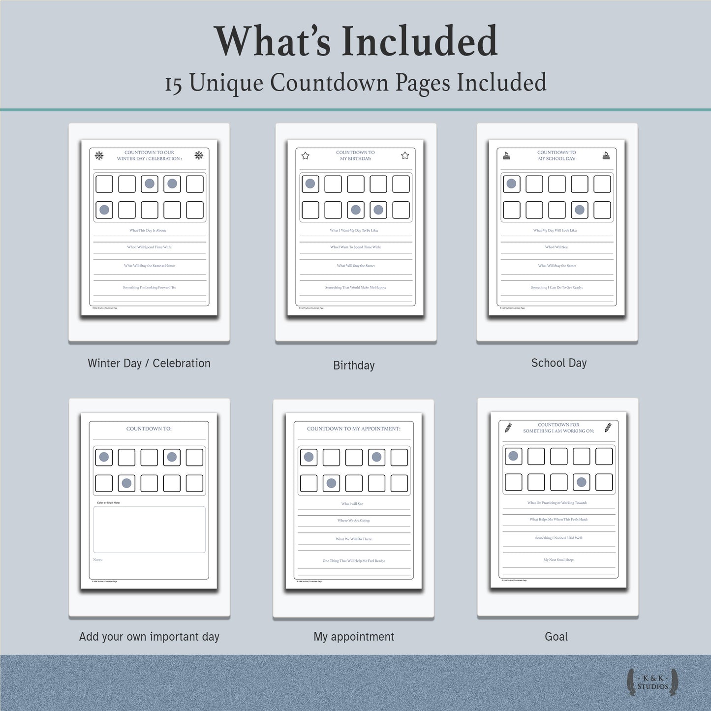 15 Visual Countdown Pages for Kids | Calm + ND-Friendly Printable Bundle