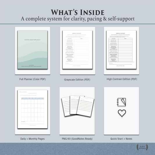 Medically Complex Kiddo Planner — Complete Caregiving System (Color + Print-Friendly PDF)