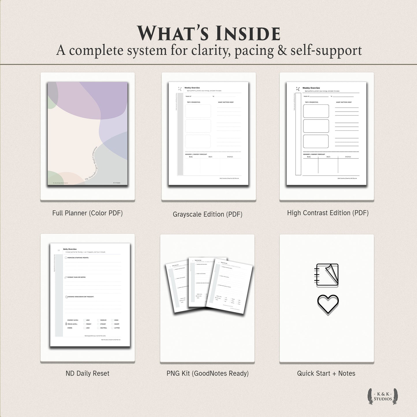 The Neurodivergent Mind Companion — Digital & Printable Planner (ND-Friendly, GoodNotes Ready)