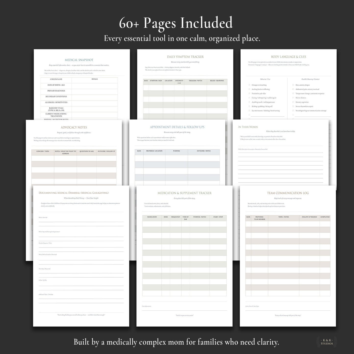 Medically Complex Kiddo Planner — Complete Caregiving System (Color + Print-Friendly PDF)